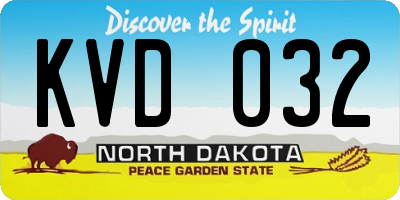 ND license plate KVD032