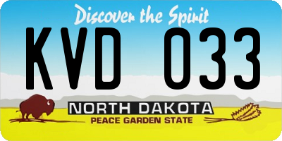 ND license plate KVD033
