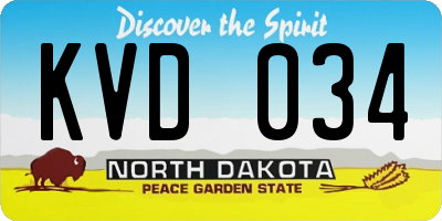 ND license plate KVD034