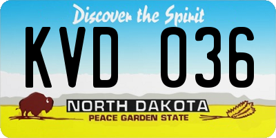 ND license plate KVD036