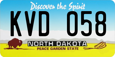ND license plate KVD058