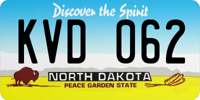 ND license plate KVD062