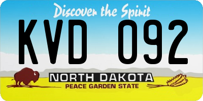 ND license plate KVD092