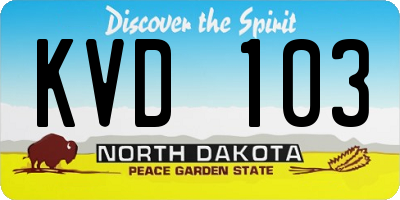 ND license plate KVD103