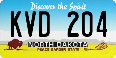 ND license plate KVD204