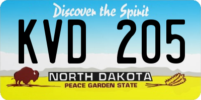 ND license plate KVD205