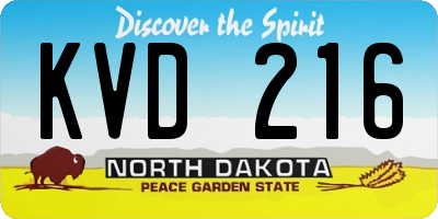 ND license plate KVD216