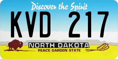 ND license plate KVD217
