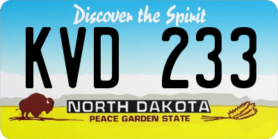 ND license plate KVD233