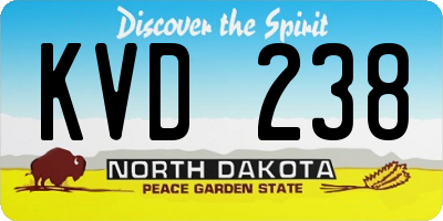 ND license plate KVD238