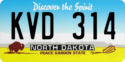 ND license plate KVD314