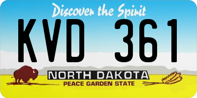 ND license plate KVD361