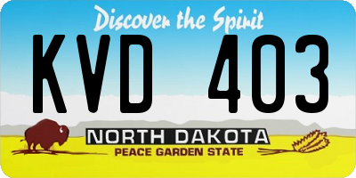 ND license plate KVD403