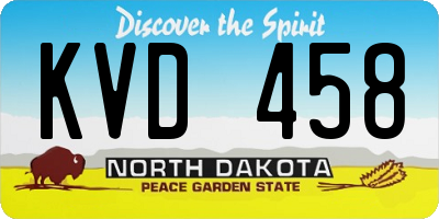 ND license plate KVD458