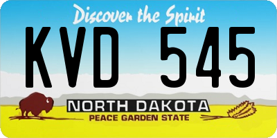 ND license plate KVD545