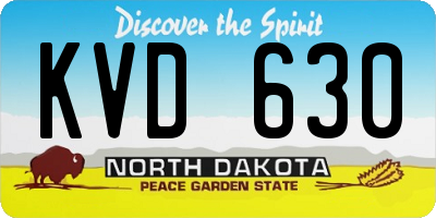 ND license plate KVD630