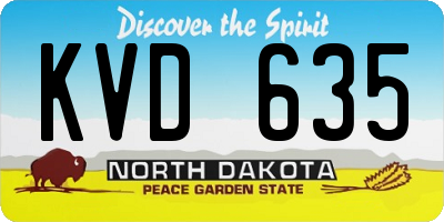 ND license plate KVD635