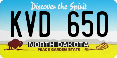 ND license plate KVD650