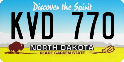 ND license plate KVD770