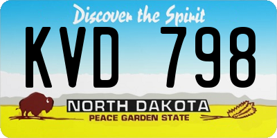ND license plate KVD798