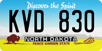 ND license plate KVD830