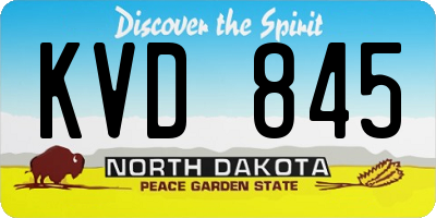 ND license plate KVD845