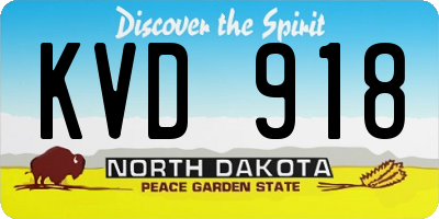 ND license plate KVD918