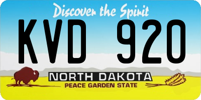 ND license plate KVD920