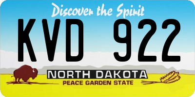 ND license plate KVD922