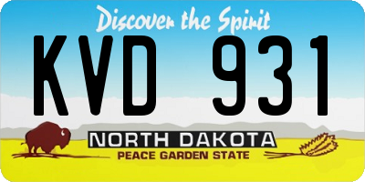 ND license plate KVD931