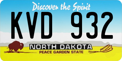 ND license plate KVD932