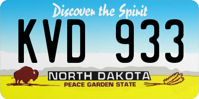 ND license plate KVD933