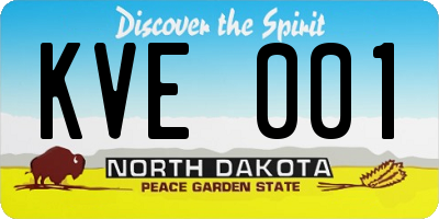 ND license plate KVE001