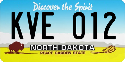 ND license plate KVE012