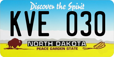 ND license plate KVE030