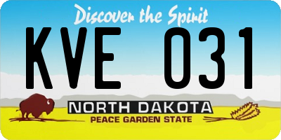 ND license plate KVE031