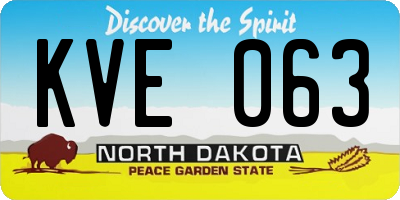 ND license plate KVE063