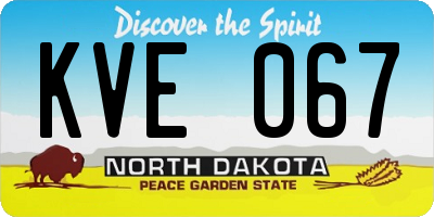ND license plate KVE067