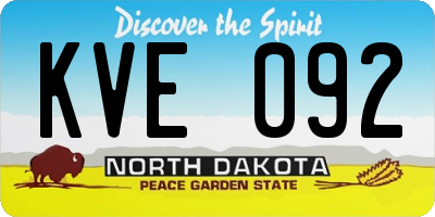 ND license plate KVE092