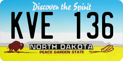 ND license plate KVE136