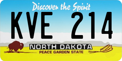 ND license plate KVE214