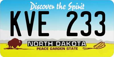 ND license plate KVE233