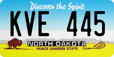 ND license plate KVE445
