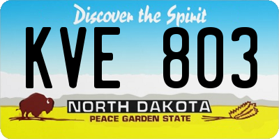 ND license plate KVE803