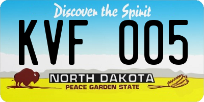 ND license plate KVF005