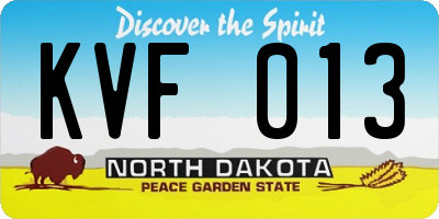 ND license plate KVF013