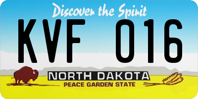 ND license plate KVF016
