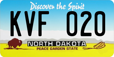 ND license plate KVF020
