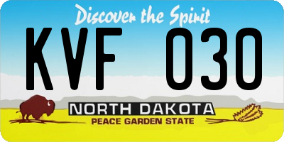 ND license plate KVF030