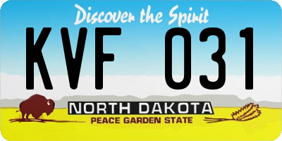 ND license plate KVF031